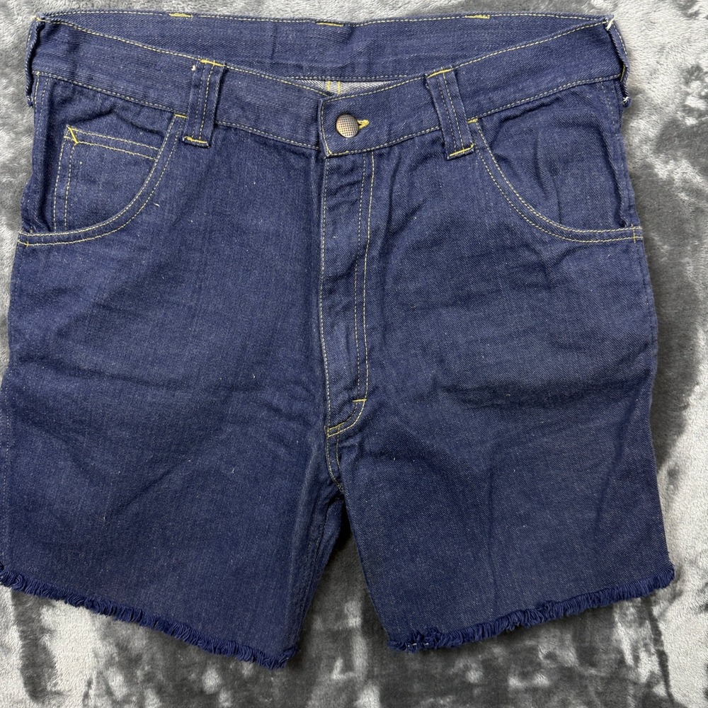 Tiger Denim Shorts Mens 34 Blue Excellent Raw Hem Cotton Workwear Dark Wash